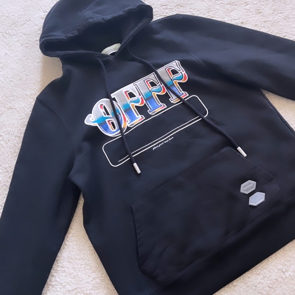 Off-White Men logo print hoodie